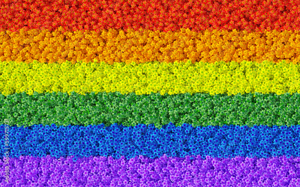 LGBTQIA + Pride Flag made of flowers