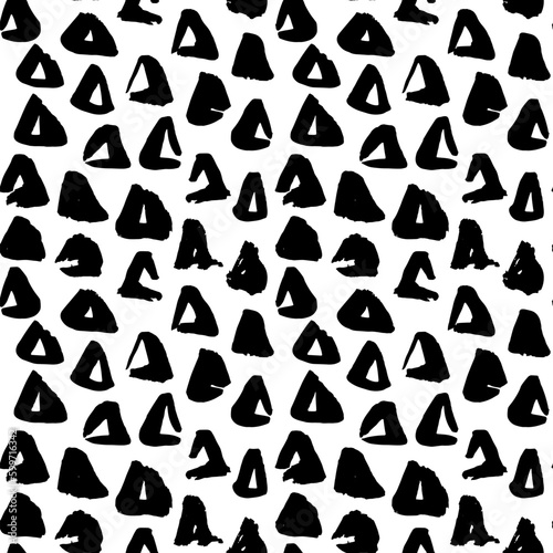 Triangle Hand Drawn Seamless Pattern. Vector Illustration of Grunge Tileable Background.