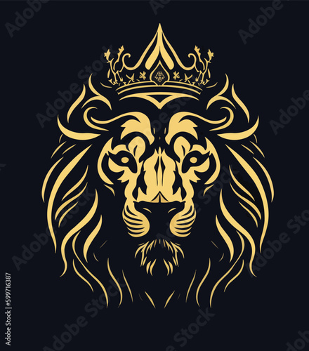 Luxury lion with crown logo icon  elegant lion logo design illustration  lion head with crown logo  lion elegant symbol