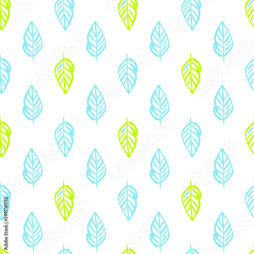 Nature Plants Brush Seamless Pattern. Vector Illustration of Spring Leaf Background.