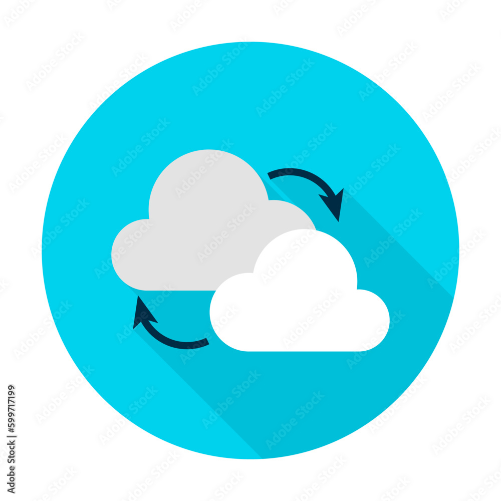 Cloud Computing Icon. Vector Illustration Flat Style Circle Item with Long Shadow. Database. Cloud Computing Icon. Vector Illustration Flat Style Circle Item with Long Shadow. Database.
