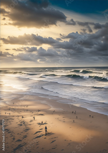 Pacific ocean wave crashing on beach