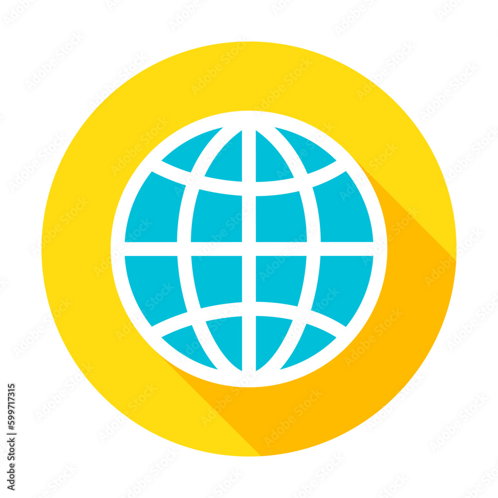 Globe Circle Icon. Vector Illustration Flat Style Item with Long Shadow. Globe Circle Icon. Vector Illustration Flat Style Item with Long Shadow.