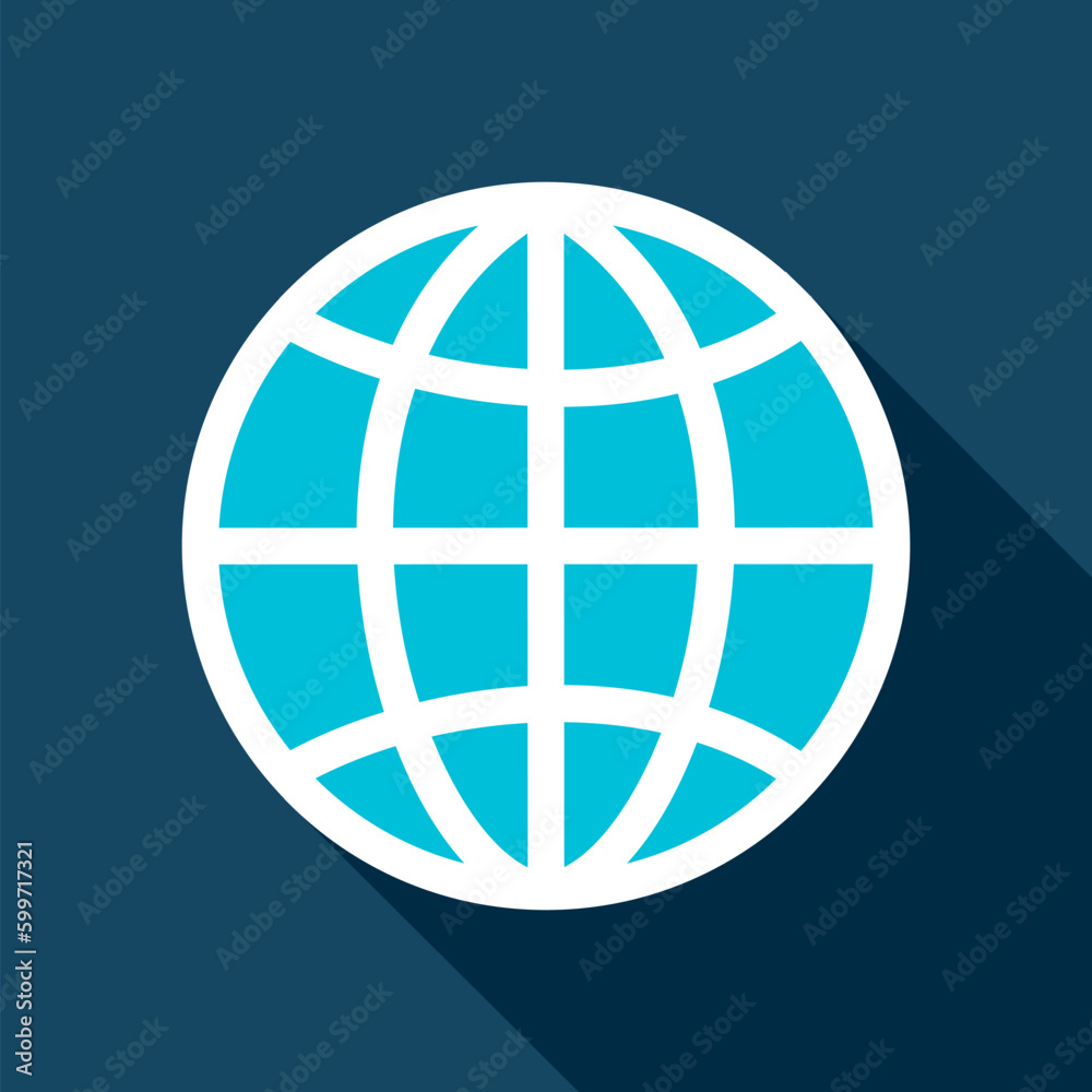Globe Flat Icon. Vector Illustration Item with Long Shadow. Globe Flat Icon. Vector Illustration Item with Long Shadow.