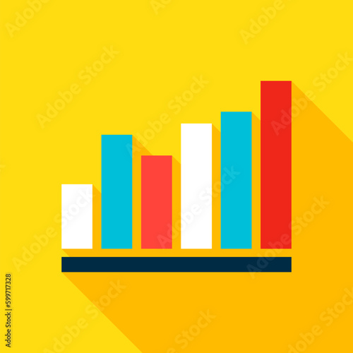 Graph Flat Icon. Vector Illustration Item with Long Shadow. Data Analysis.