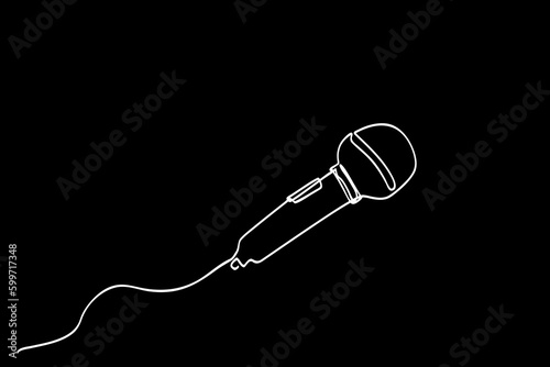 simple vector single one or continuous line microphone
