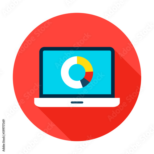 Free Download Data Analytics Circle Icon. Vector Illustration Flat Style Icon with Long Shadow. - GFXLoad