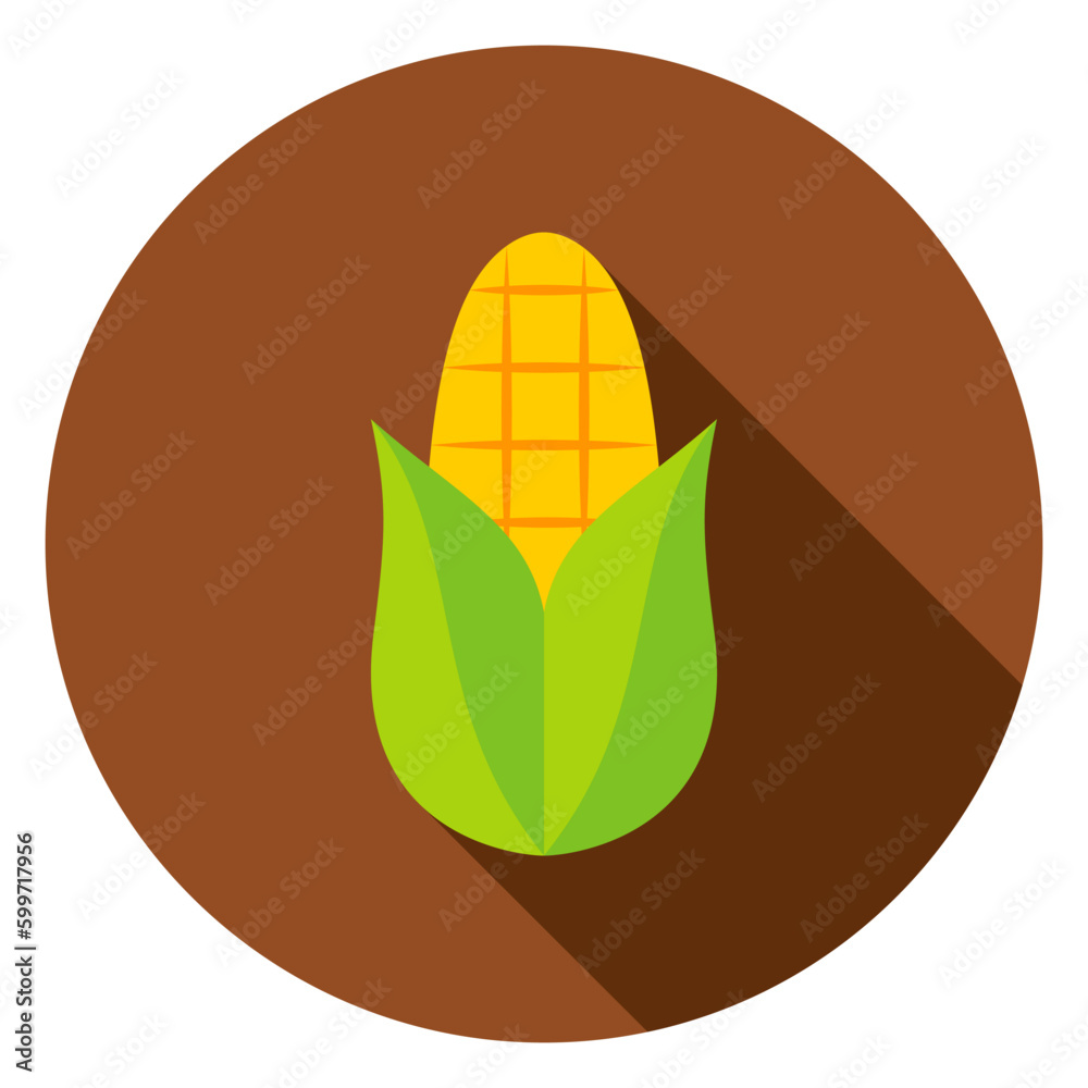 Corn Circle Icon. Vector Illustration. Fall Seasonal Vegetable. Corn Circle Icon. Vector Illustration. Fall Seasonal Vegetable.