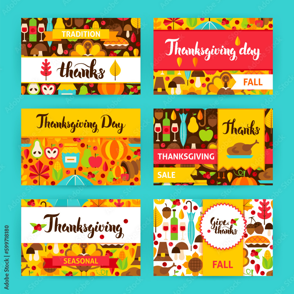 Thanksgiving Label Set.  Vector Illustration of Fall Holiday Concept. Printable Badge Design.