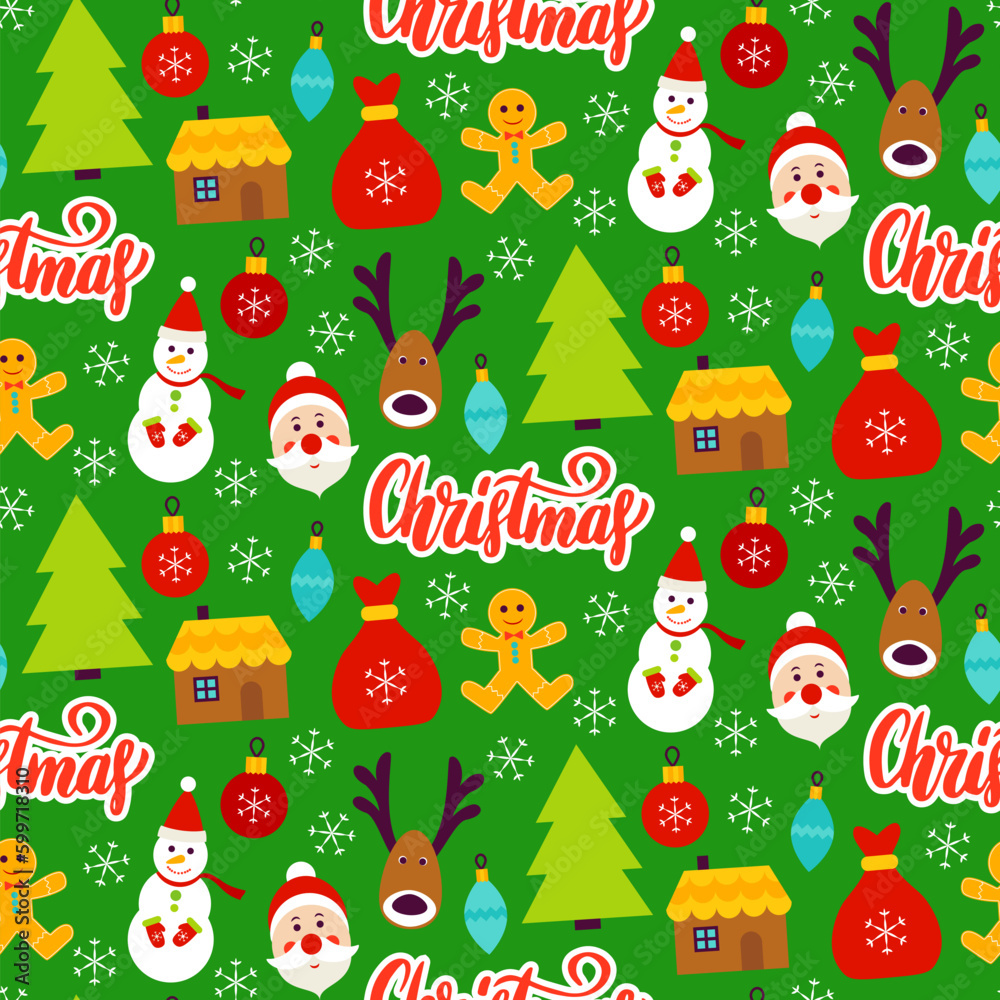 Christmas Greeting Seamless Pattern. Vector Illustration. Winter Holiday Background. Christmas Greeting Seamless Pattern. Vector Illustration. Winter Holiday Background.