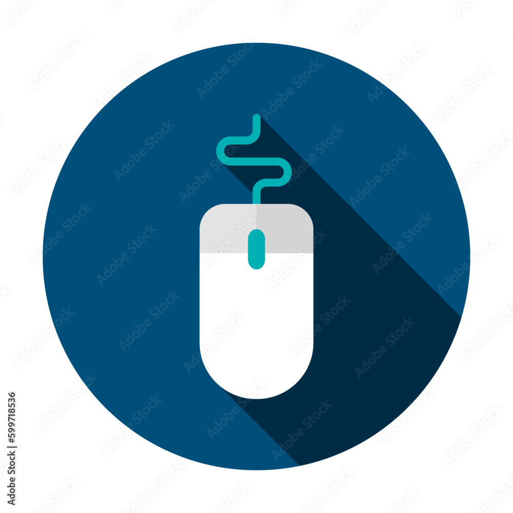 Computer Mouse Circle Icon. Vector Illustration Flat Style with Long Shadow. Computer Mouse Circle Icon. Vector Illustration Flat Style with Long Shadow.