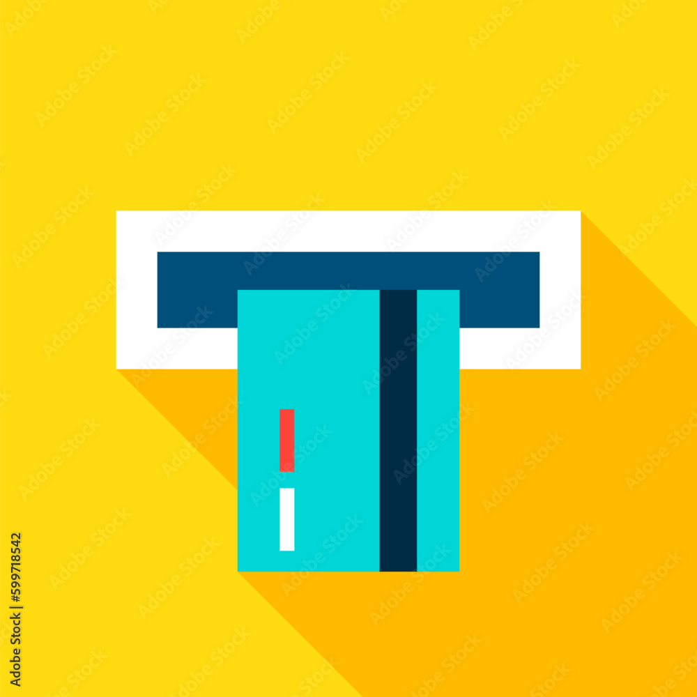 Credit Card Atm Flat Icon. Vector Illustration with Long Shadow. Financial Item. Credit Card Atm Flat Icon. Vector Illustration with Long Shadow. Financial Item.