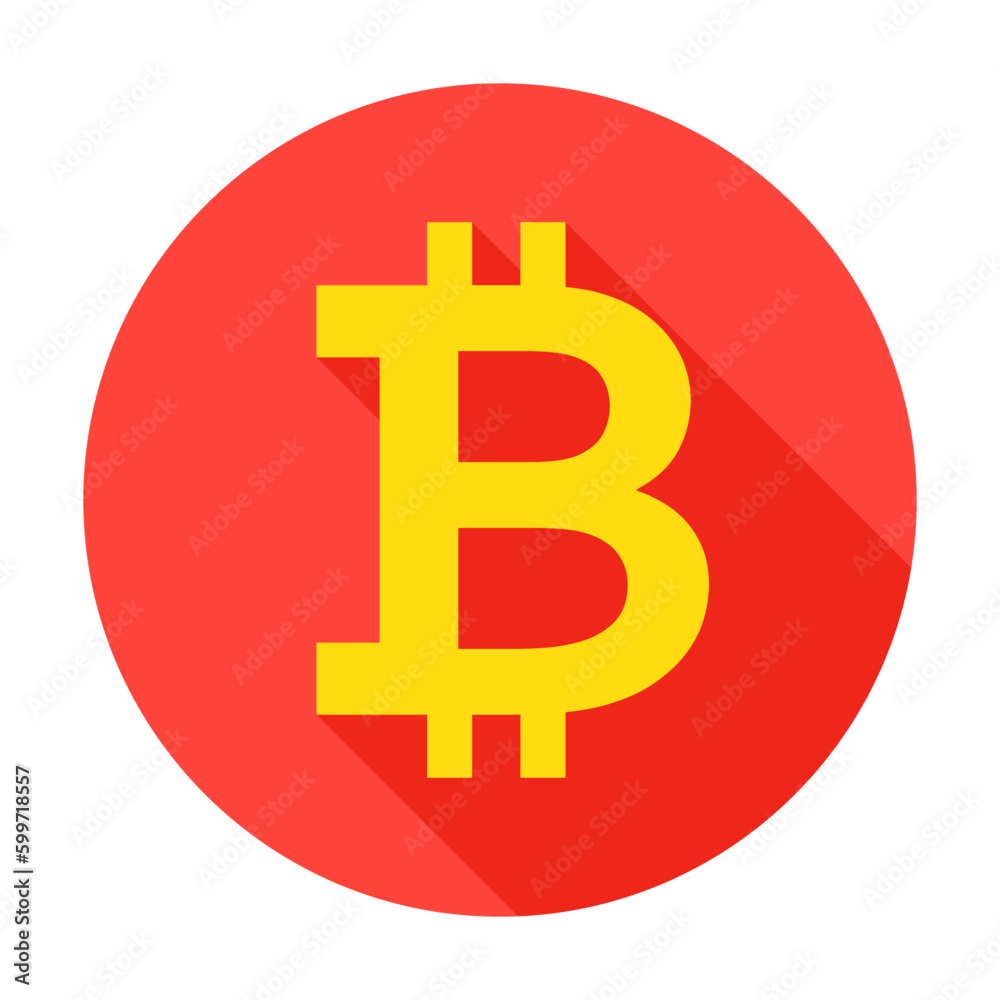 Bitcoin Circle Icon. Vector Illustration Flat Style with Long Shadow. Bitcoin Circle Icon. Vector Illustration Flat Style with Long Shadow.