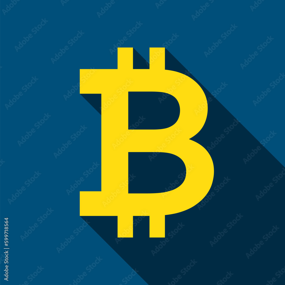 Bitcoin Flat Icon. Vector Illustration with Long Shadow. Cryptocurrency Technology. Bitcoin Flat Icon. Vector Illustration with Long Shadow. Cryptocurrency Technology.