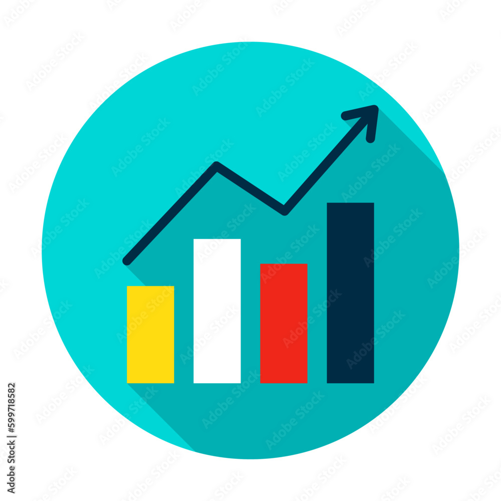 Growth Statistics Circle Icon. Vector Illustration Flat Style with Long Shadow. Growth Statistics Circle Icon. Vector Illustration Flat Style with Long Shadow.