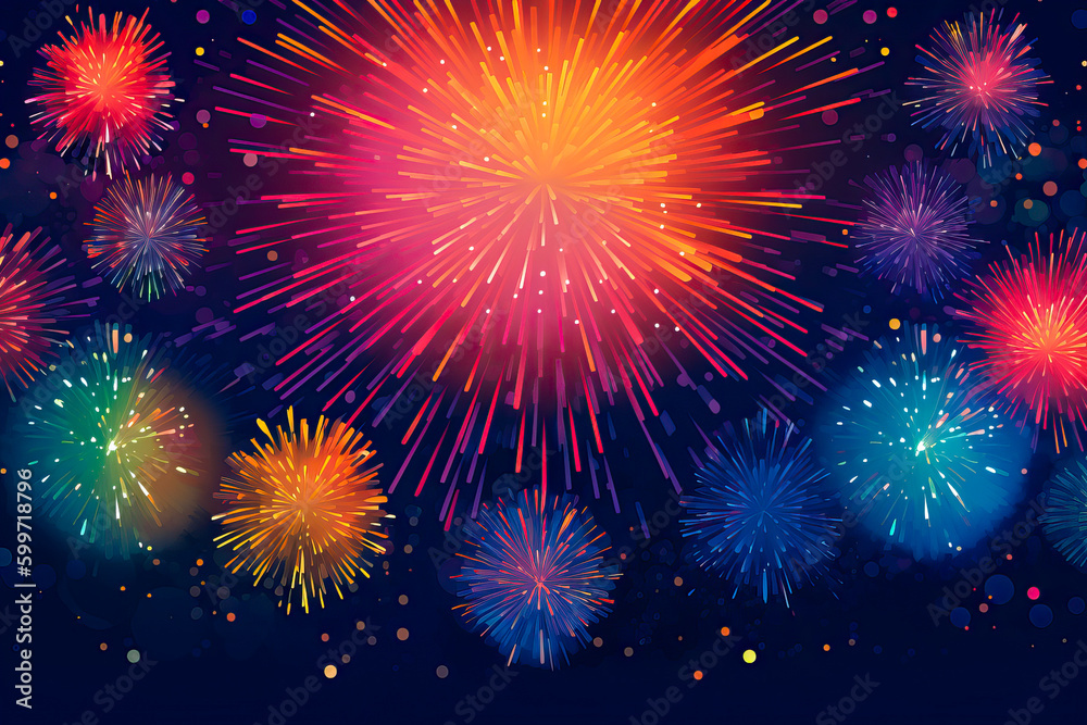 Fireworks graphic design, 4th of July, New Year's Eve, celebration, background. Generative AI Fireworks graphic design, 4th of July, New Year's Eve, celebration, background. Generative AI