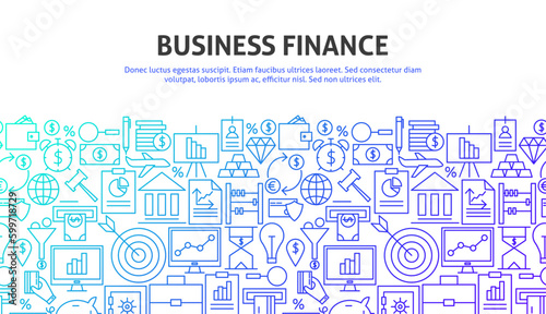 Business Finance Web Concept. Vector Illustration of Line Website Design. Banner Template. © Designpics