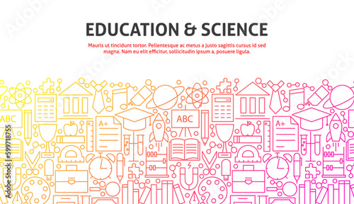 Education & Science Concept. Vector Illustration of Line Website Design. Banner Template.