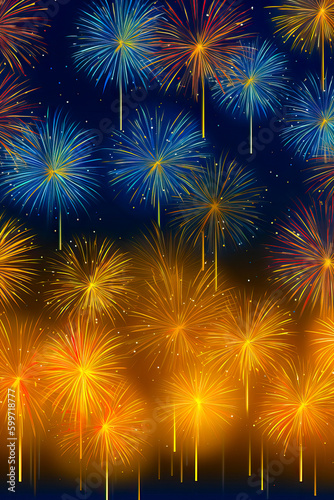 Fireworks graphic design, 4th of July, New Year's Eve, celebration, background. Generative AI