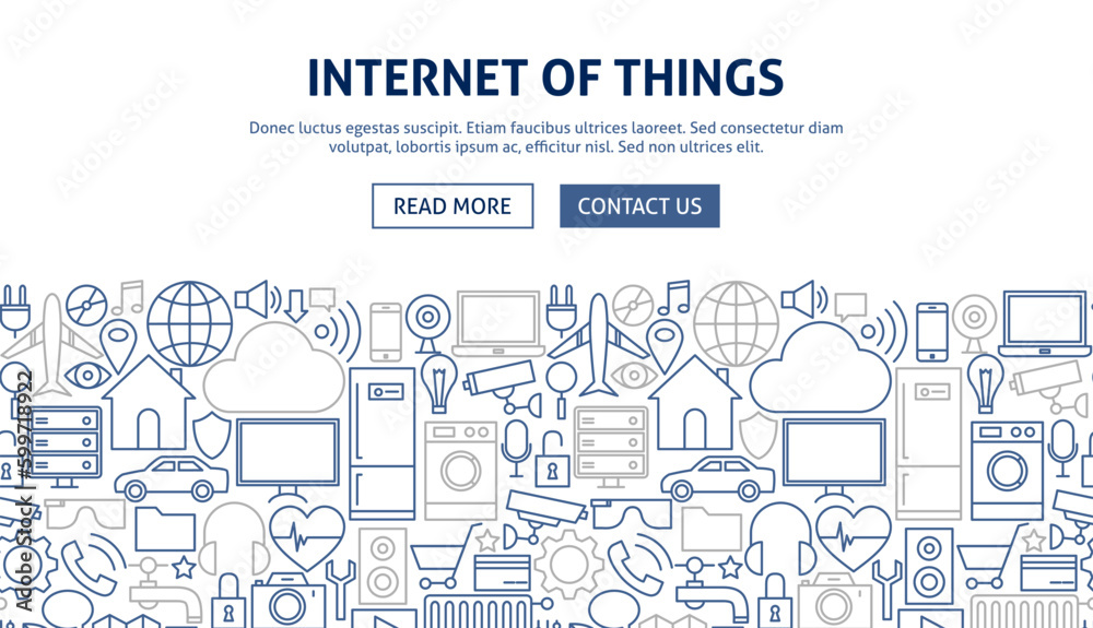 Internet of Things Banner Design. Vector Illustration of Line Web Concept.