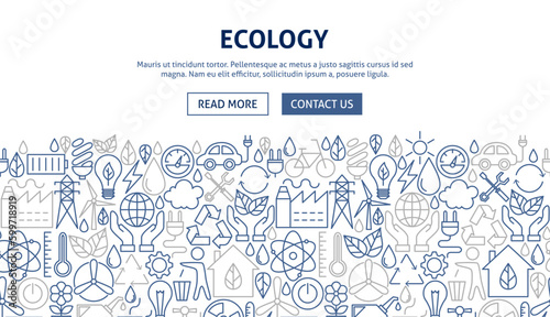 Ecology Banner Design. Vector Illustration of Line Web Concept. © Designpics