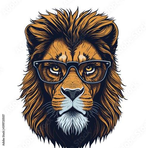 Hipster lion with  Glasses  vector illustration. 