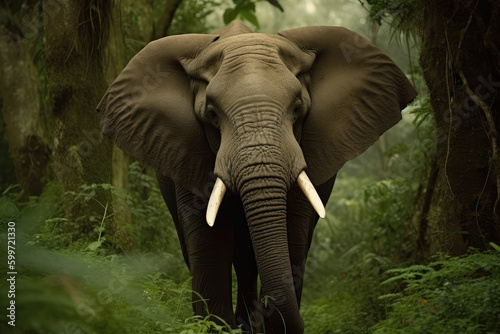 Elephant in the forest. Generative AI
