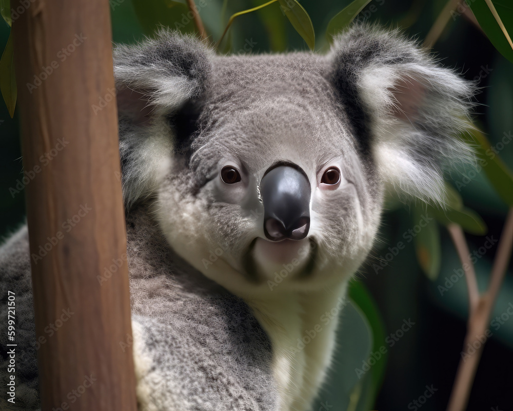 Fototapeta premium Koala's head portrait. Generative AI