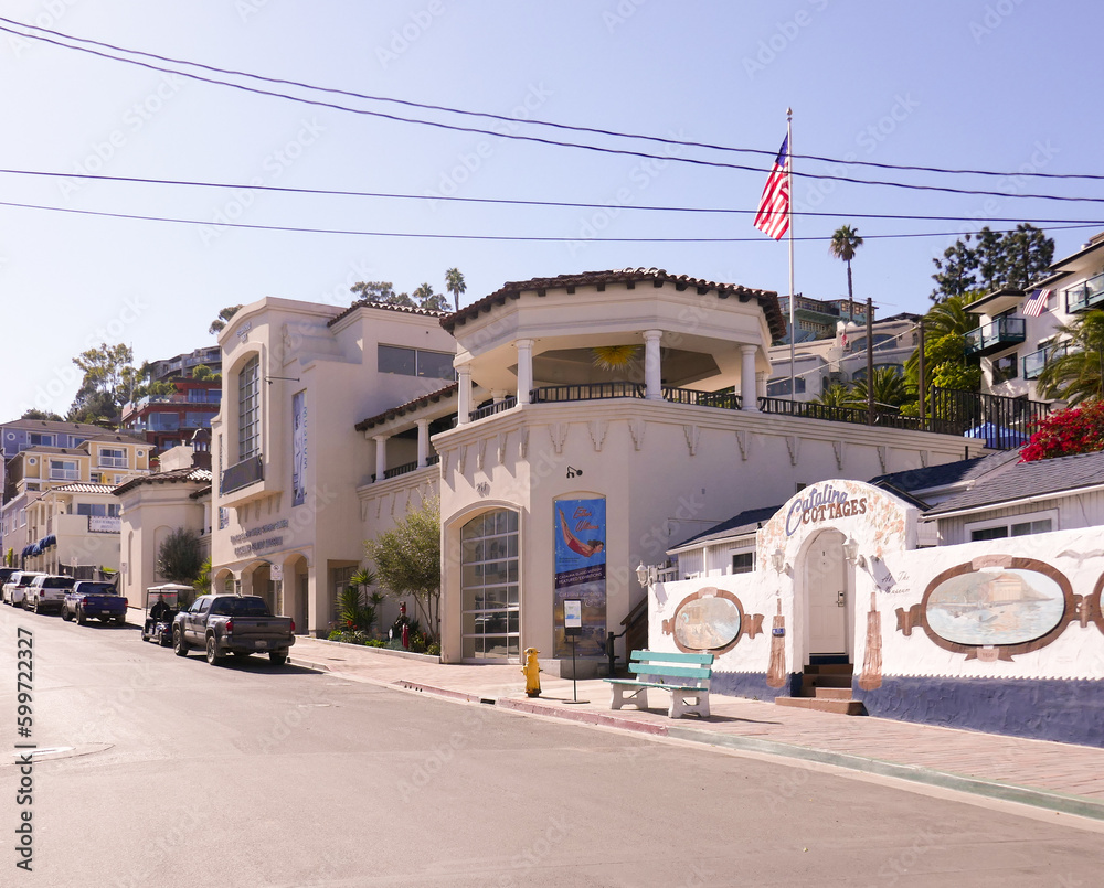 Avalon, Catalina Island, CA USA Street view of Metropole Avenue on