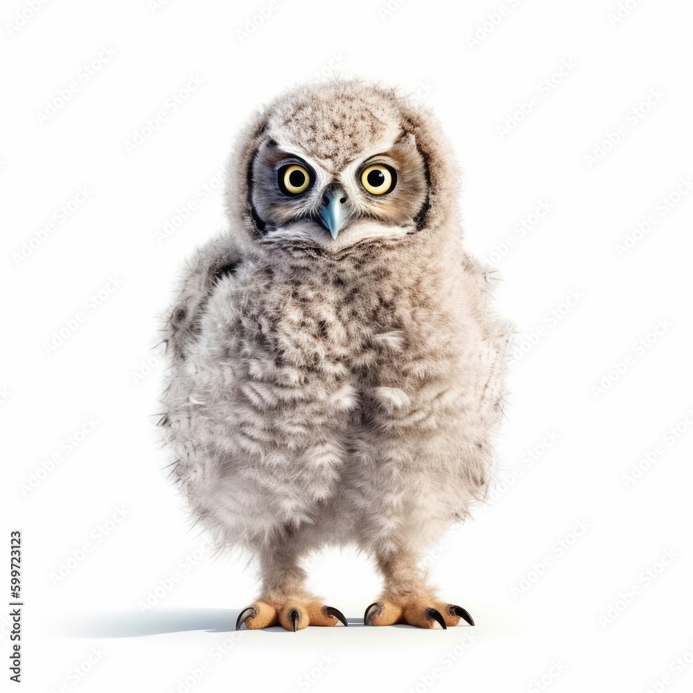 Fototapeta premium Baby Owl isolated on white (generative AI)
