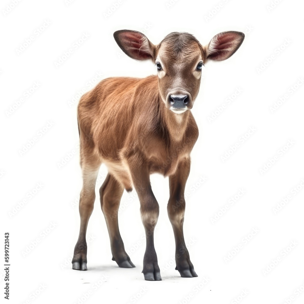 Baby Ox isolated on white (generative AI)