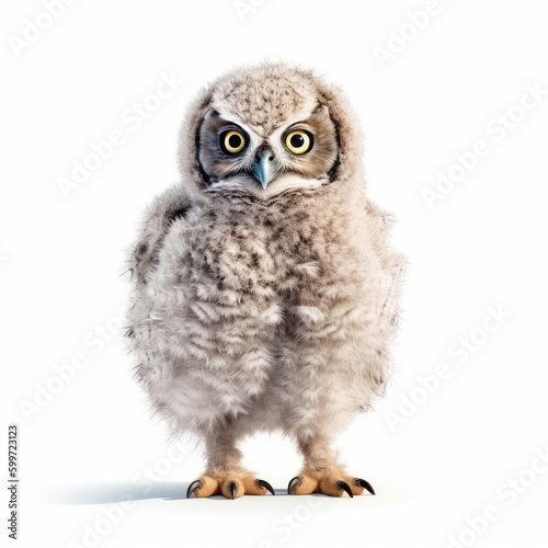 Baby Owl isolated on white (generative AI)