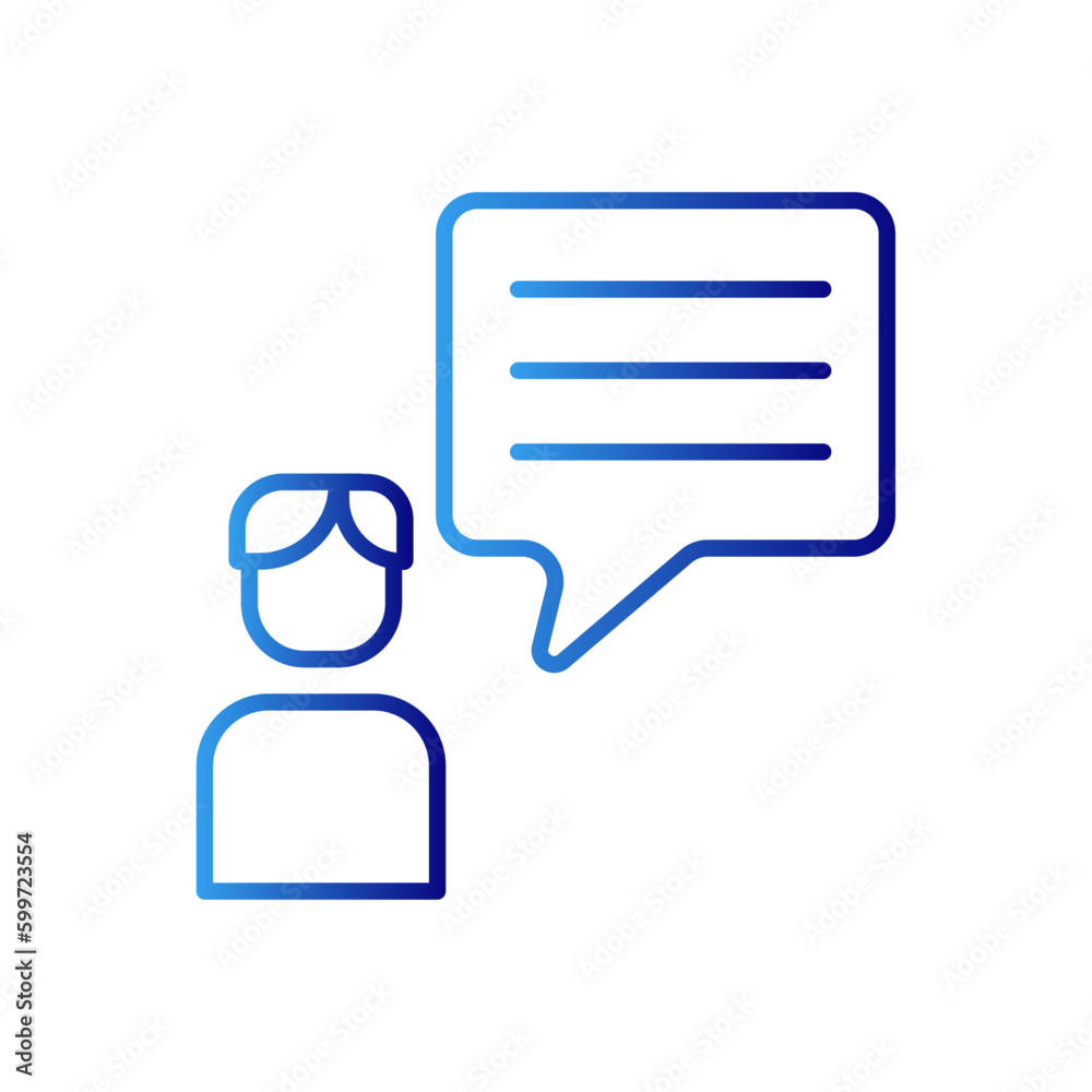 Comment marketing people icon with blue gradient outline style. isolated, modern, speech, heart, set, network, background. Vector Illustration Comment marketing people icon with blue gradient outline style. isolated, modern, speech, heart, set, network, background. Vector Illustration