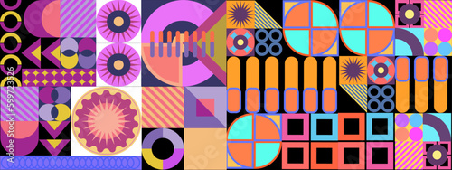 Flat design colorful colourful geometric mosaic pattern background © TitikBak