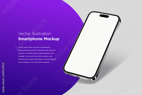 Modern mock up smartphone for preview and presentation for UI, UX design, information graphics, app display, perspective view, eps vector format (ID: 599724520)