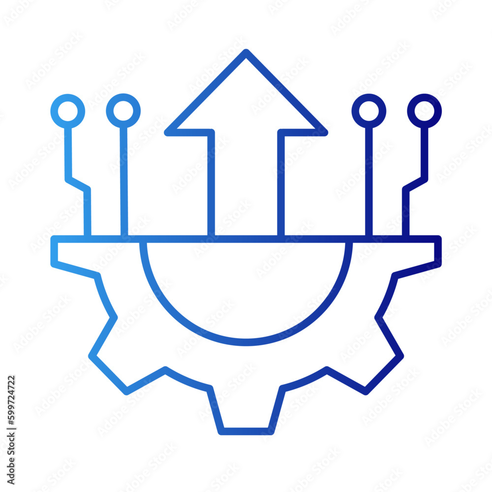 High tech technology icon with blue gradient outline style. line, internet, element, information, idea, science, circuit. Vector Illustration High tech technology icon with blue gradient outline style. line, internet, element, information, idea, science, circuit. Vector Illustration