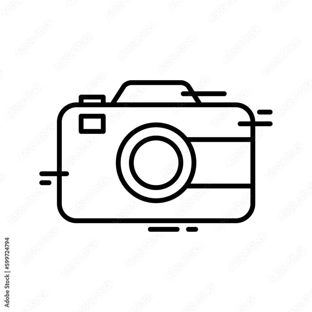 Camera technology icon with black outline style. flash, capture, film, modern, element, simple, photograph. Vector Illustration