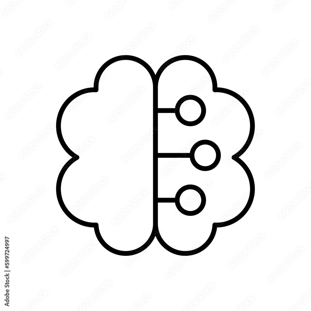 Brain technology icon with black outline style. psychology, medical, memory, anatomy, intellect, neurology, black. Vector Illustration Brain technology icon with black outline style. psychology, medical, memory, anatomy, intellect, neurology, black. Vector Illustration