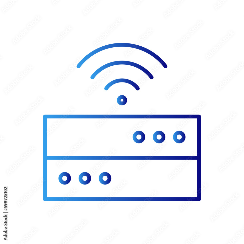 Server technology icon with blue gradient outline style. connection, symbol, networking, hosting, technology, security, computing. Vector Illustration Server technology icon with blue gradient outline style. connection, symbol, networking, hosting, technology, security, computing. Vector Illustration