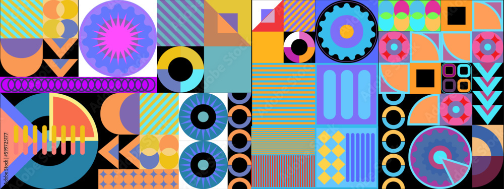 Obraz premium Vector flat design geometric pattern mobile design colorful colourful