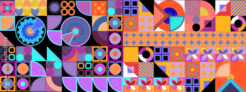 Vector flat geometric retro colorful colourful background