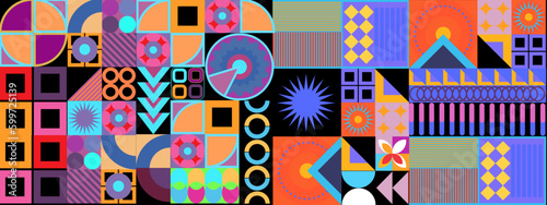 Vector retro mozaik colorful colourful flat geometric background