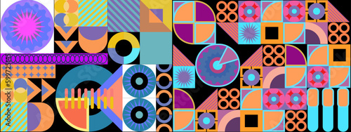 Vector flat colorful colourful geometric shapes background