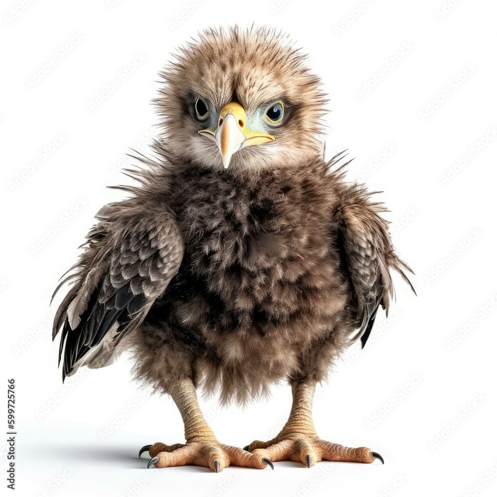 Fototapeta premium Baby Bald Eagle isolated on white (generative AI)