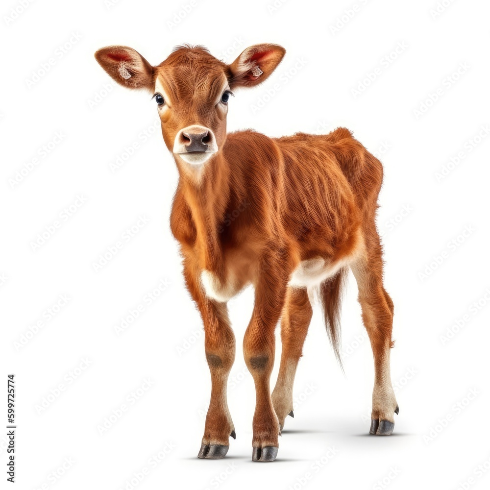 Fototapeta premium Baby Cow isolated on white (generative AI)