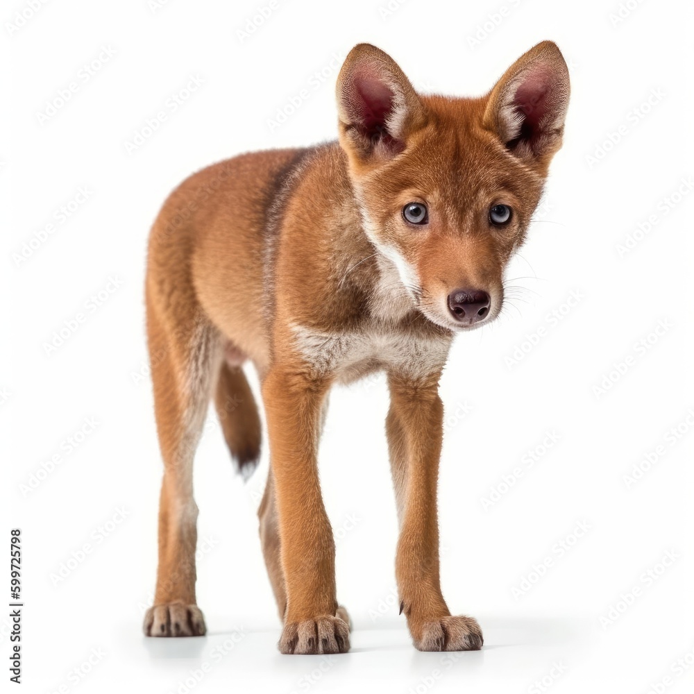 Baby Red Wolf isolated on white (generative AI)