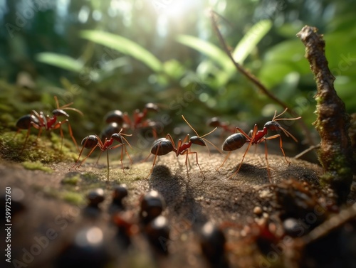 Group of Ant in natural habitat (generative AI) © HandmadePictures