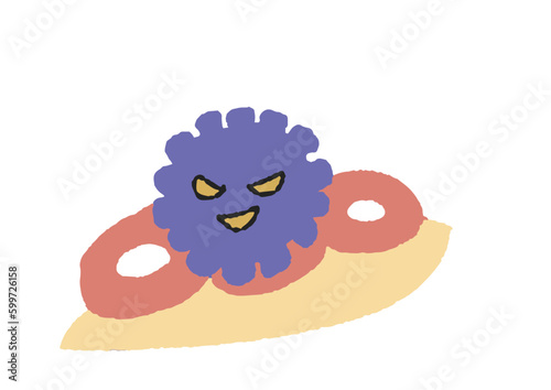 正常細胞にくっつくがん細胞のイラスト