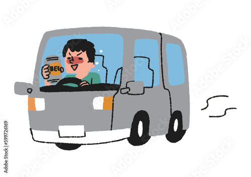 飲酒運転をしている男性のイラスト