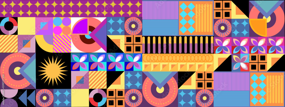 Flat design colorful colourful geometric mosaic pattern background